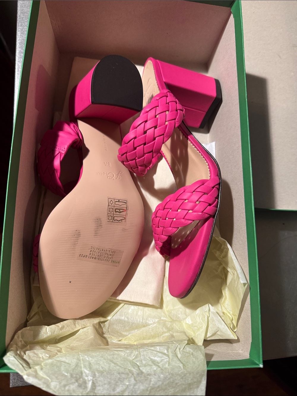 J.Crew Italian Braided Block Heel Sandals - Hot Pink